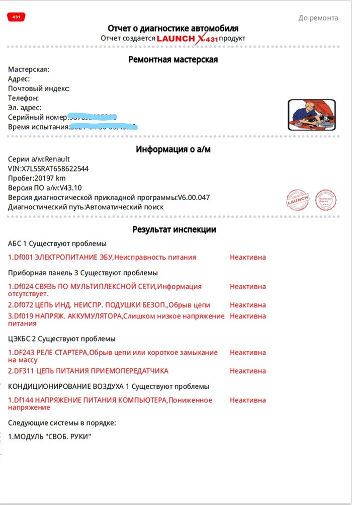 Обрыв Цепи Короткое Замыкание на Массу • Реле стартера